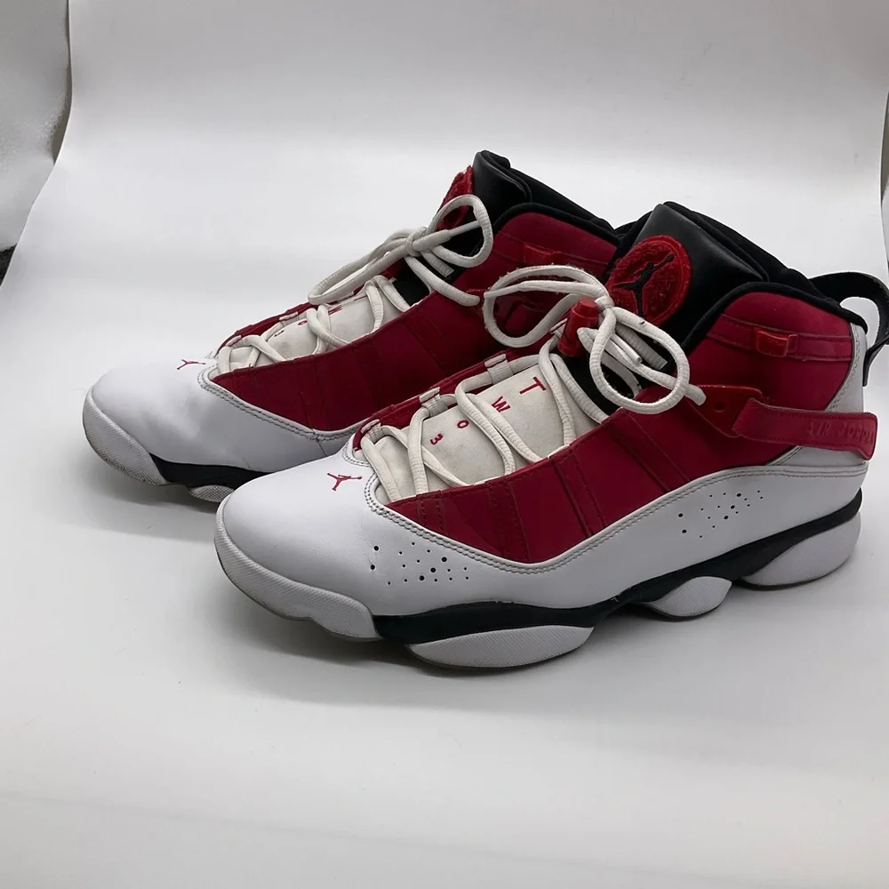 NIKE JORDAN 6 RINGS WHITE BLACK CARMINE RED‎ BASKETBALL SNEAKERS